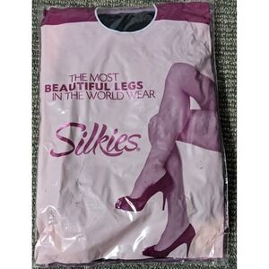 New Silkies Microfiber Tights Women's XL Hose‎ Queen Black 700528 USA Spandex